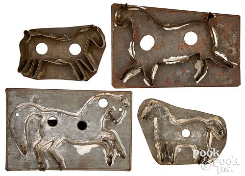 FOUR PENNSYLVANIA TIN COOKIE CUTTERS,