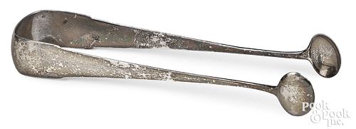 ALBANY, NEW YORK COIN SILVER SUGAR TONGS,