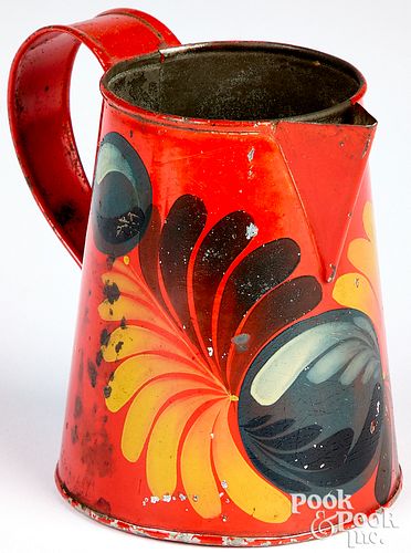 PENNSYLVANIA RED TOLEWARE CREAMER, 19TH