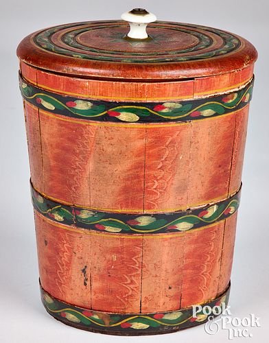 JOSEPH LEHN PAINTED OAK SUGAR BUCKET