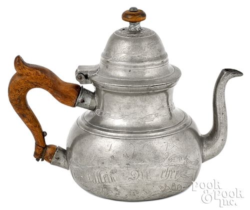 PHILADELPHIA PEWTER PEAR SHAPED TEAPOT,