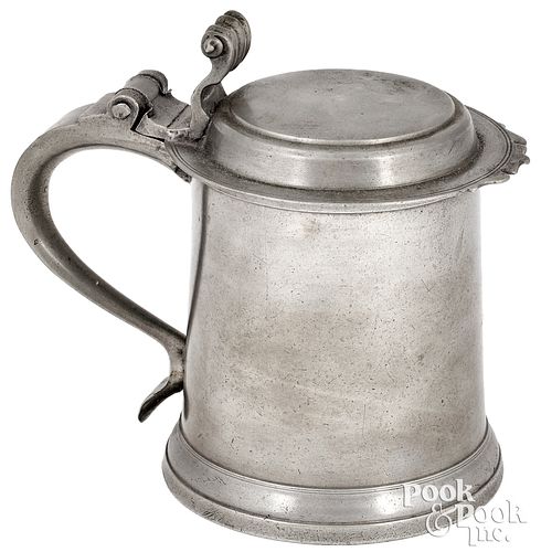 NEW YORK CITY PEWTER QUART TANKARD,