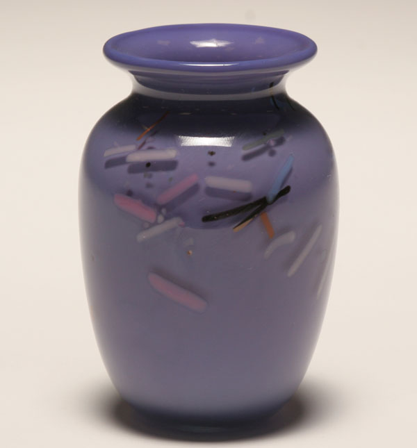 Elaine Hyde purple art glass vase  4e6d3