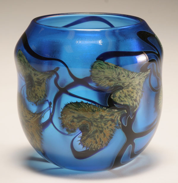 John Lotton blue studio glass vase,