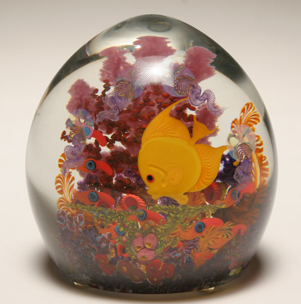 Chris Heilman glass aquarium paperweight,