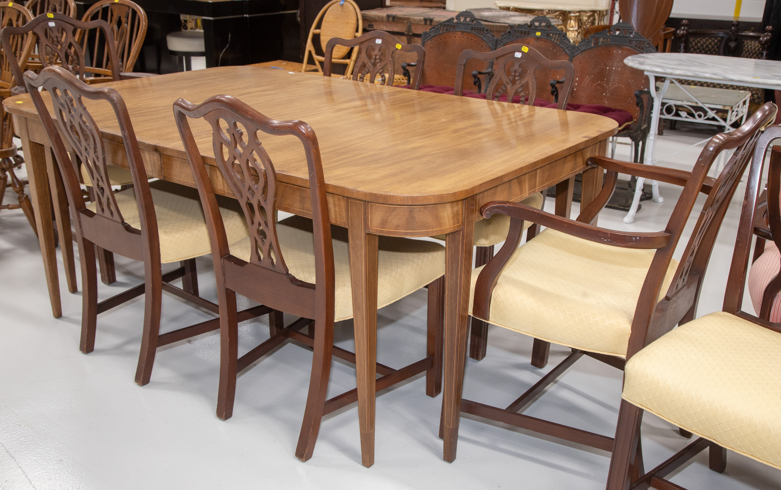 EIGHT CHIPPENDALE DINING CHAIRS; DINING