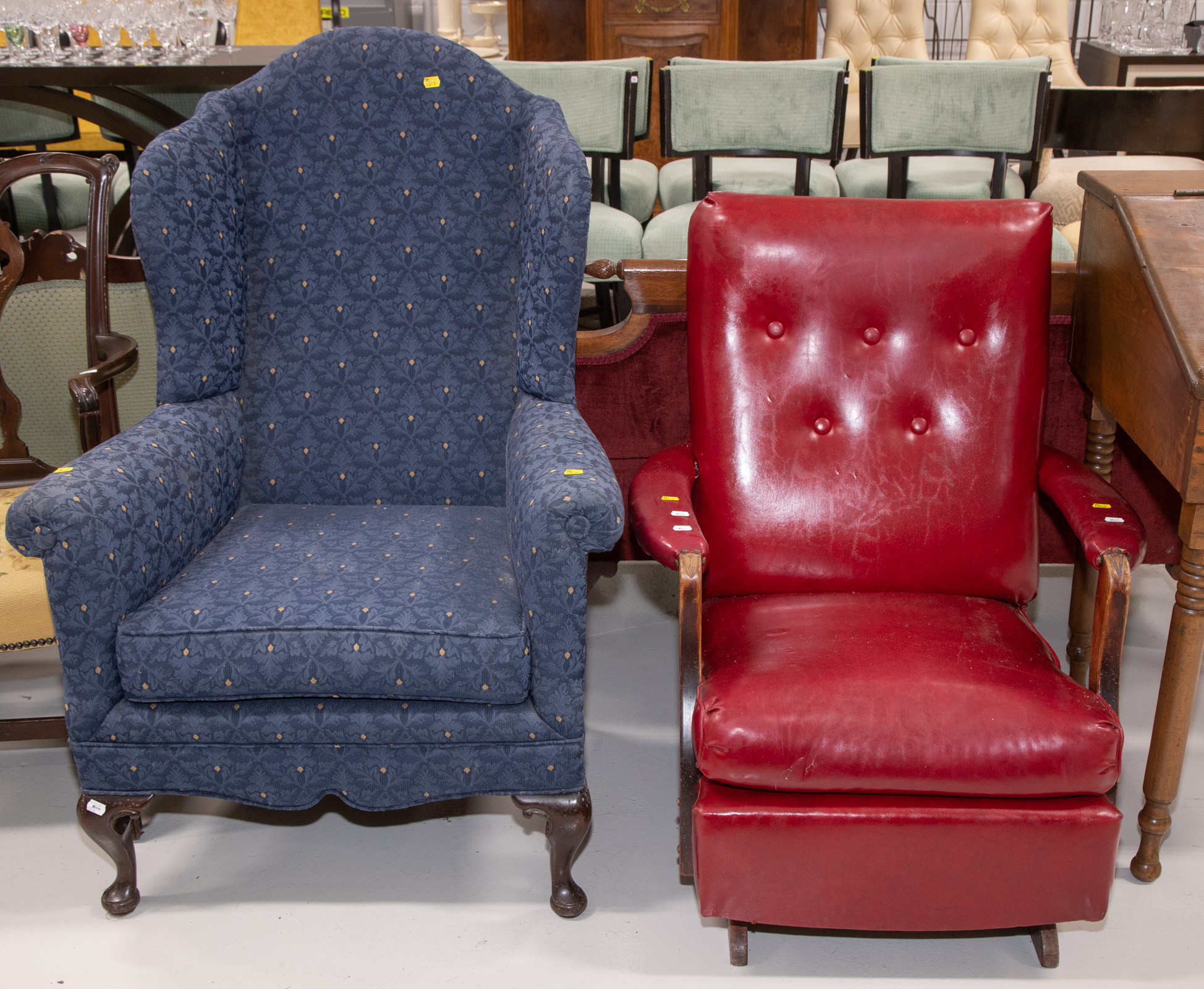 QUEEN ANNE STYLE WINGBACK CHAIR;