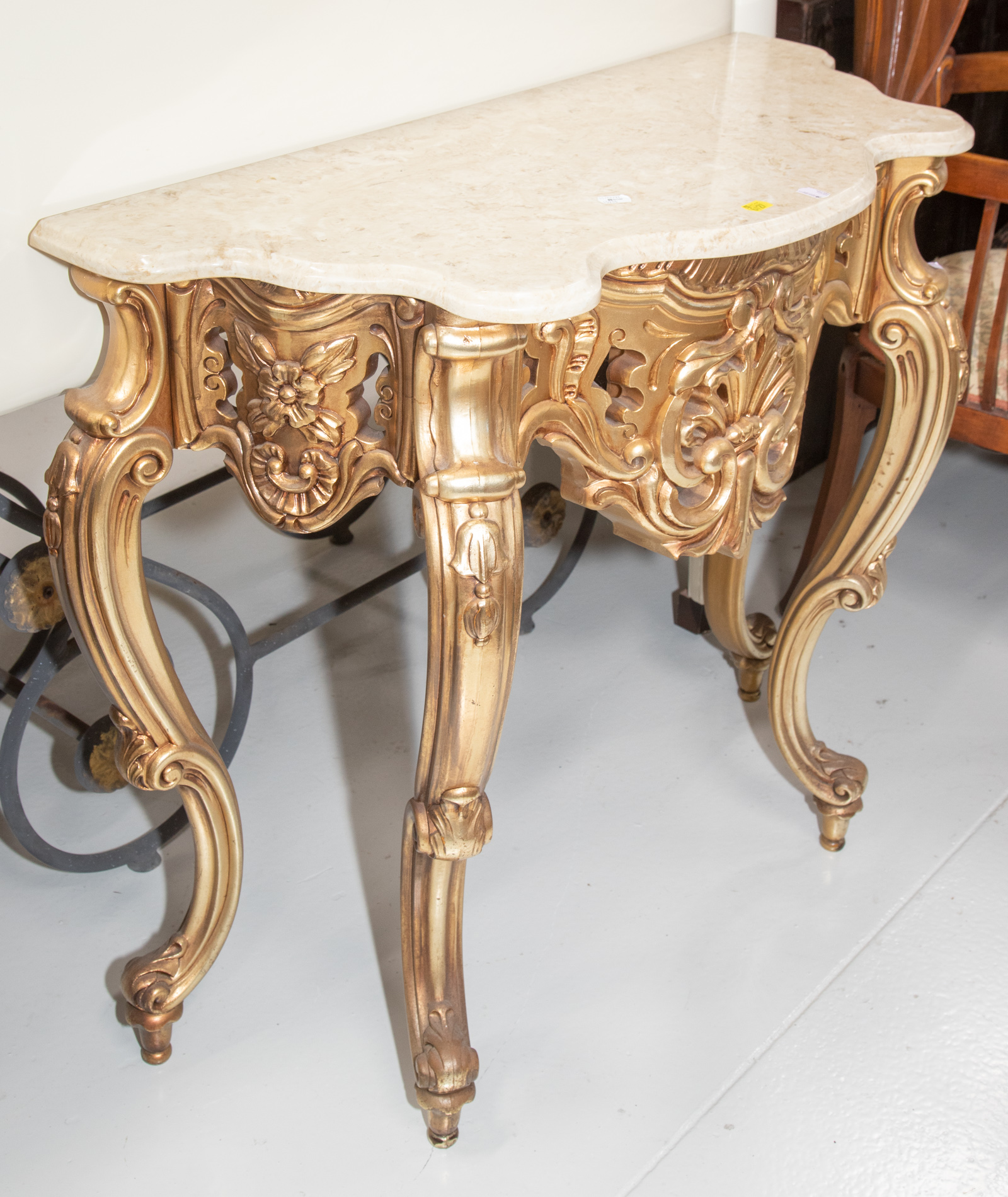 GILT COMPOSITION MARBLE TOP WALL