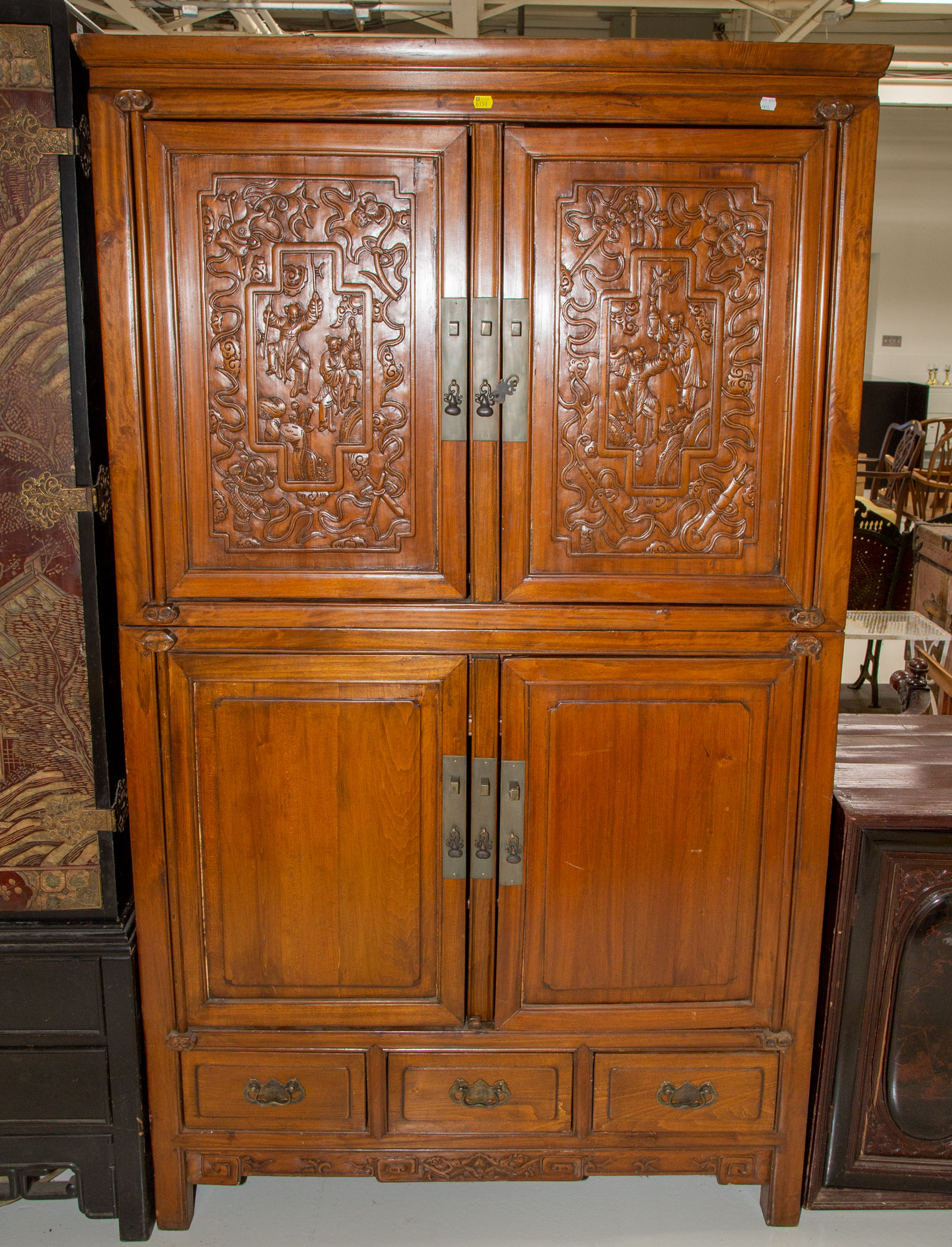 CHINESE CARVED CHERRY CABINET 1st