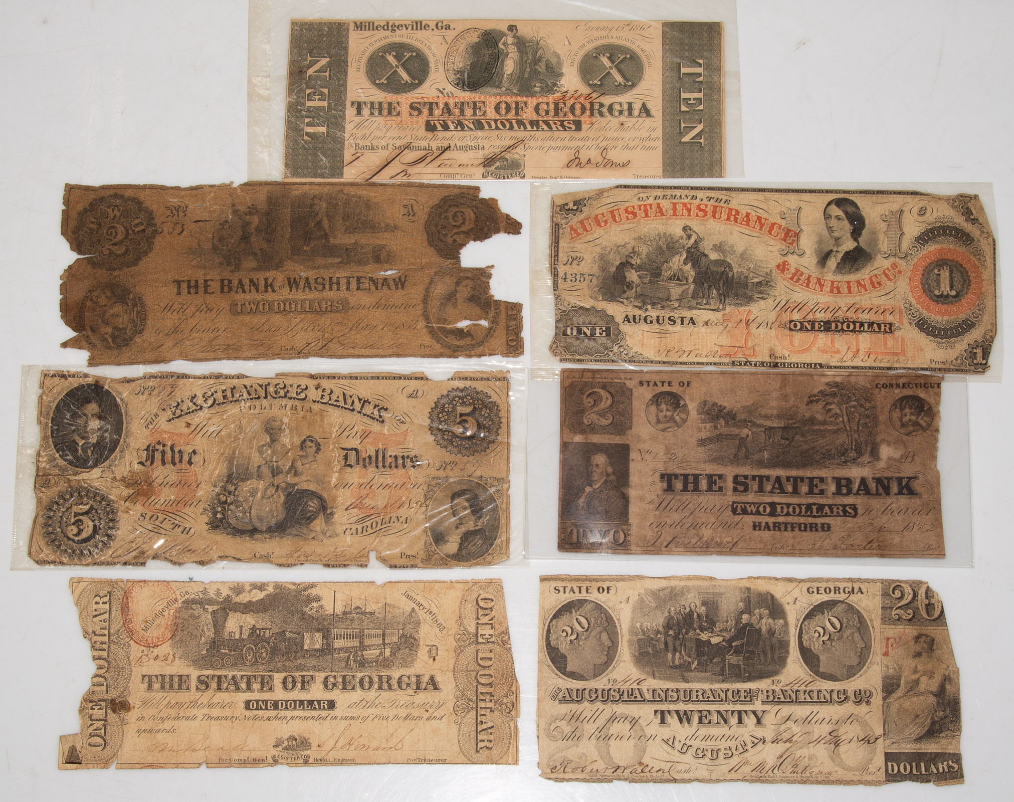 COLLECTION OF WORN OBSOLETE NOTES 31052a