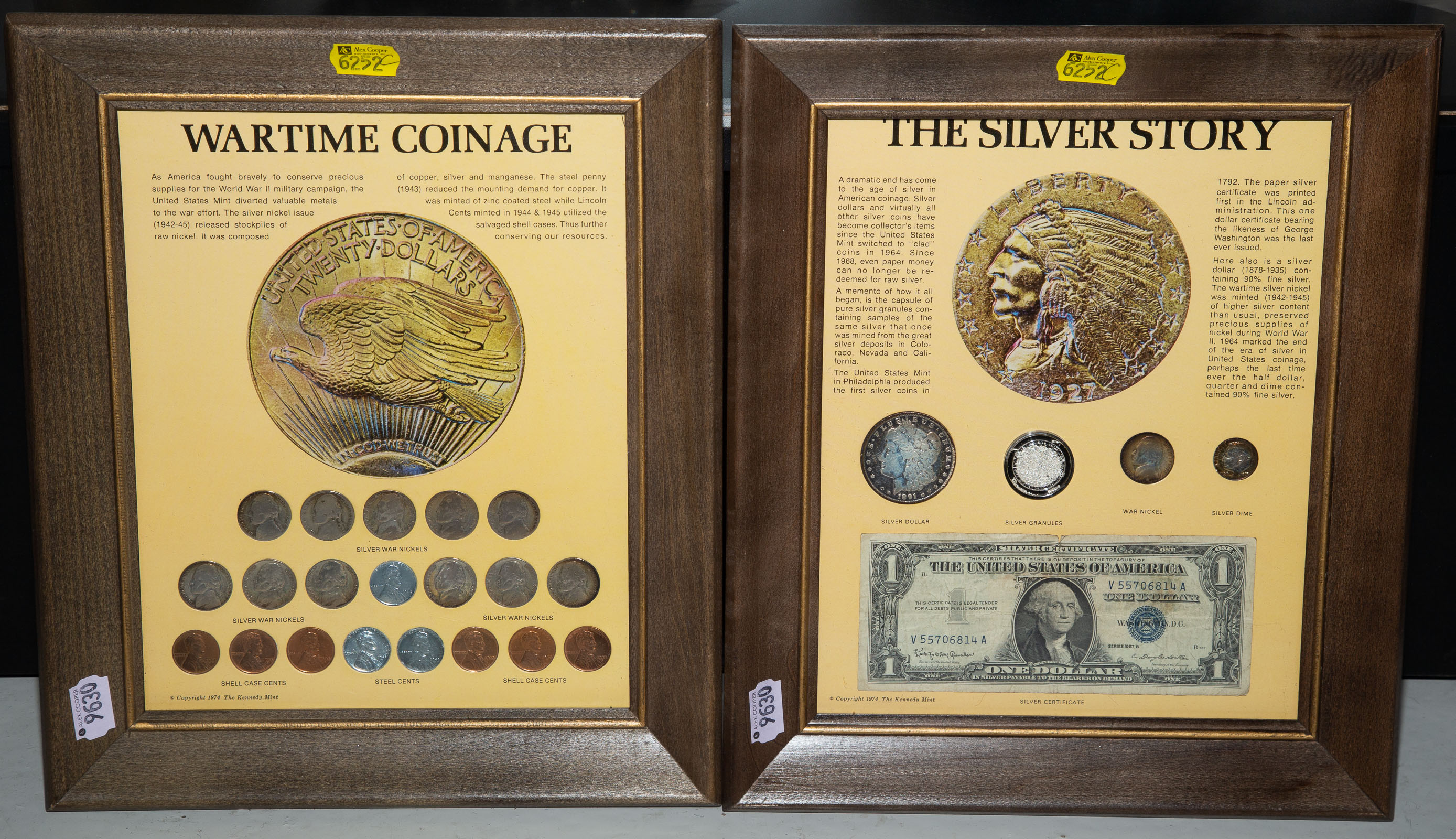 TWO FRAMED COIN SETS The Silver