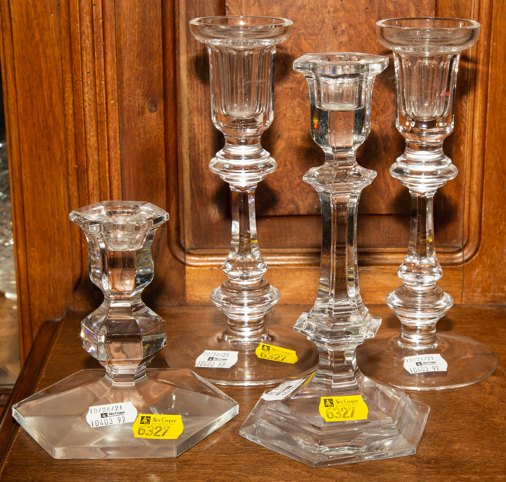 FOUR CRYSTAL CANDLESTICKS Includes 31058d