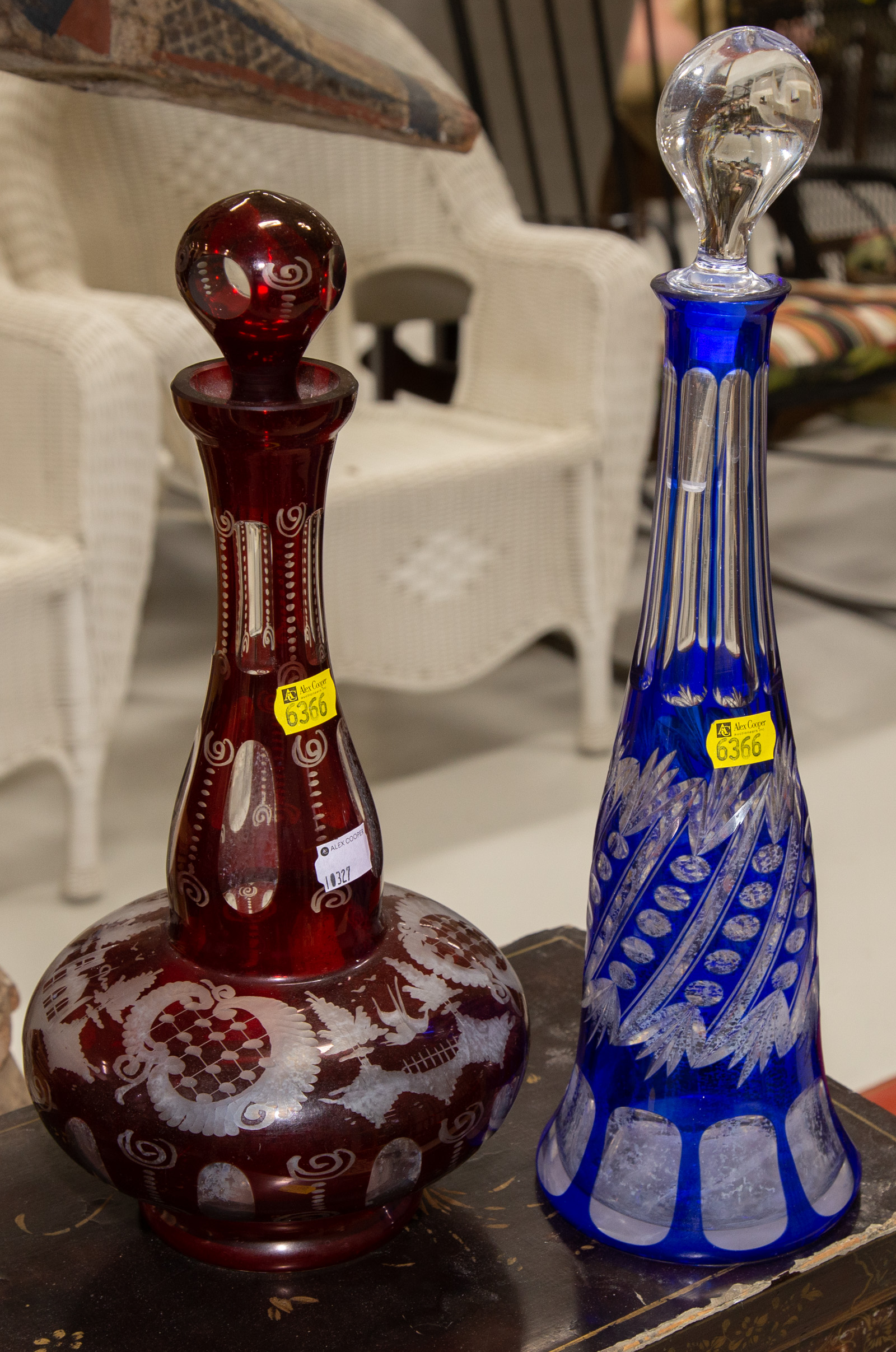 TWO CUT TO CLEAR DECANTERS Ruby 3105af