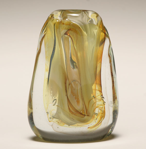 Michael Boylen yellow glass paperweight,