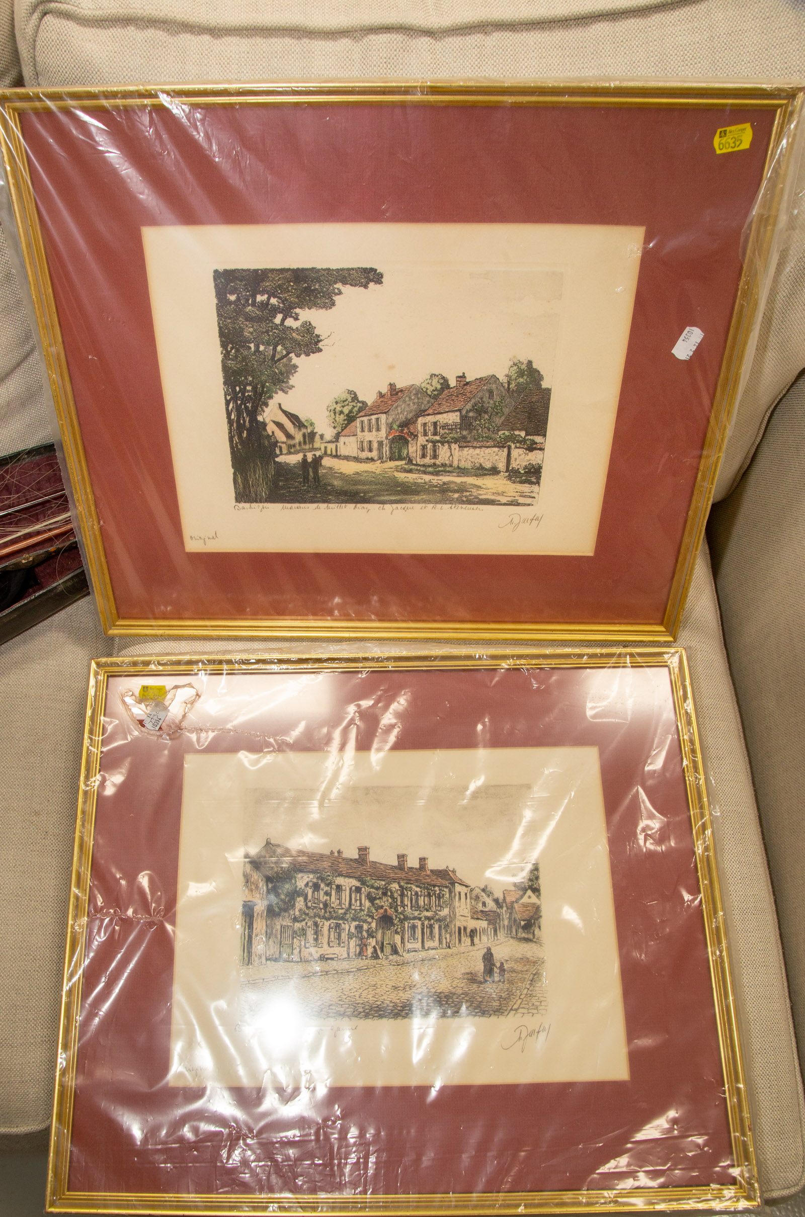 A PAIR OF FRAMED FRENCH VILLAGE 3106a0