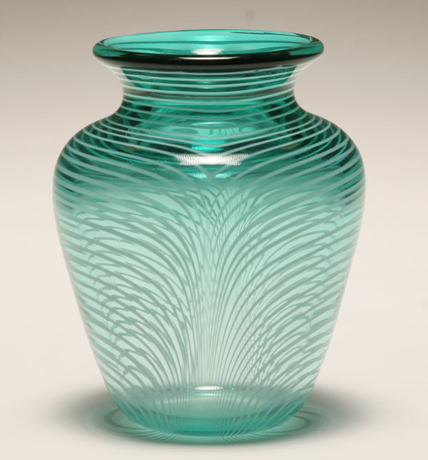 Clarke Studio green glass vase,