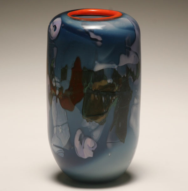 John Vruwink blue glass cylindrical