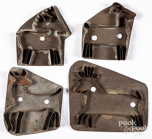 FOUR TIN STAG COOKIE CUTTERS 19TH 310730