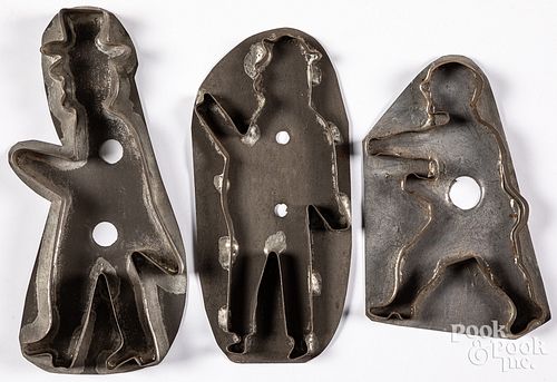 THREE TIN MEN COOKIE CUTTERS, 19TH