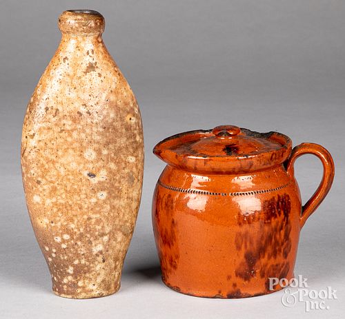 REDWARE COVERED PITCHER 19TH C Redware 310749