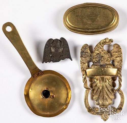 FOUR BRASS ITEMS 19TH C Four brass 310792