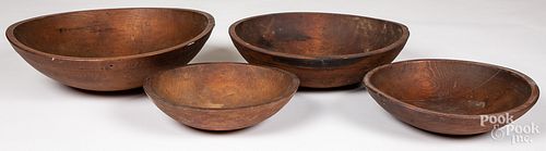 FOUR TURNED WOOD BOWLS 19TH C Four 31079f