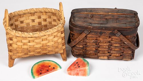 TWO PIECES OF STONE WATERMELON,