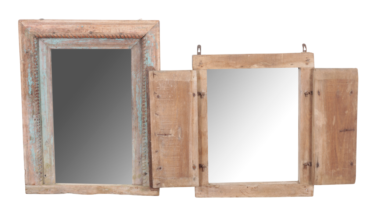 TWO MIRRORS including a blue-painted