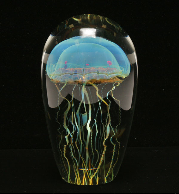 Rick Satava glass paperweight with