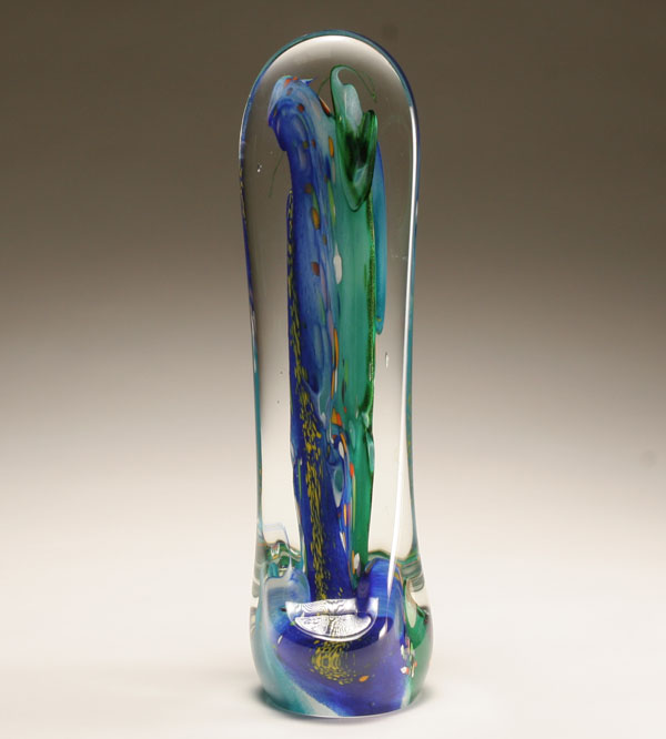 Jim Karg Blade glass paperweight obelisk,