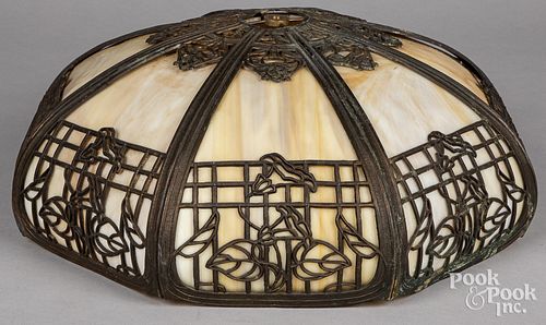 SLAG GLASS LAMP SHADE, EARLY 20TH