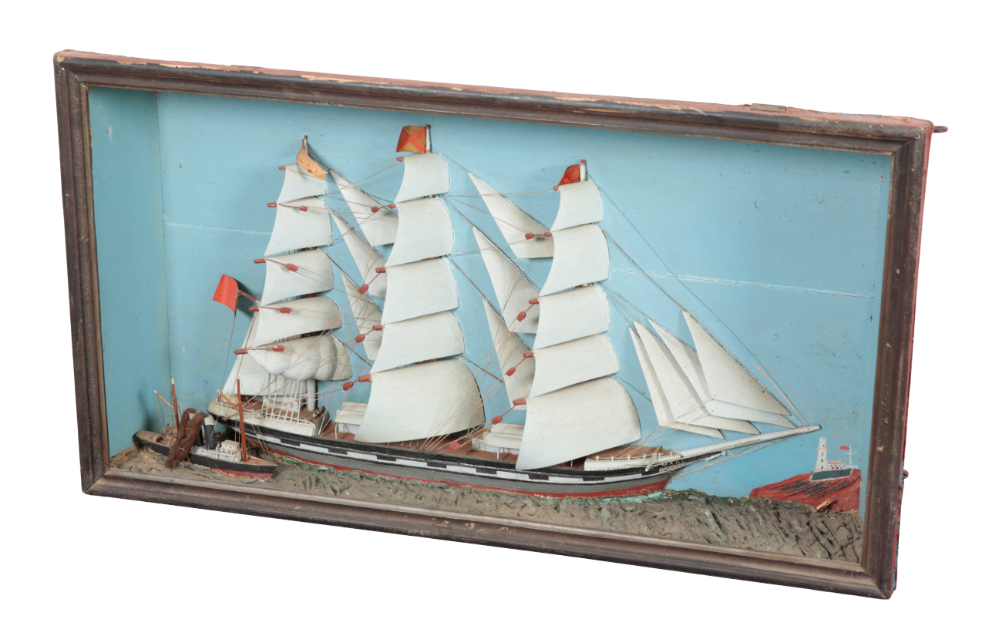 A VICTORIAN DIORAMA OF A SHIP depicting 31082c