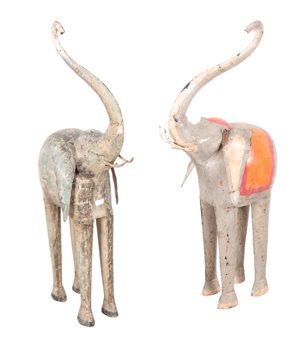 TWO PAINTED METAL ELEPHANTS both 31084d