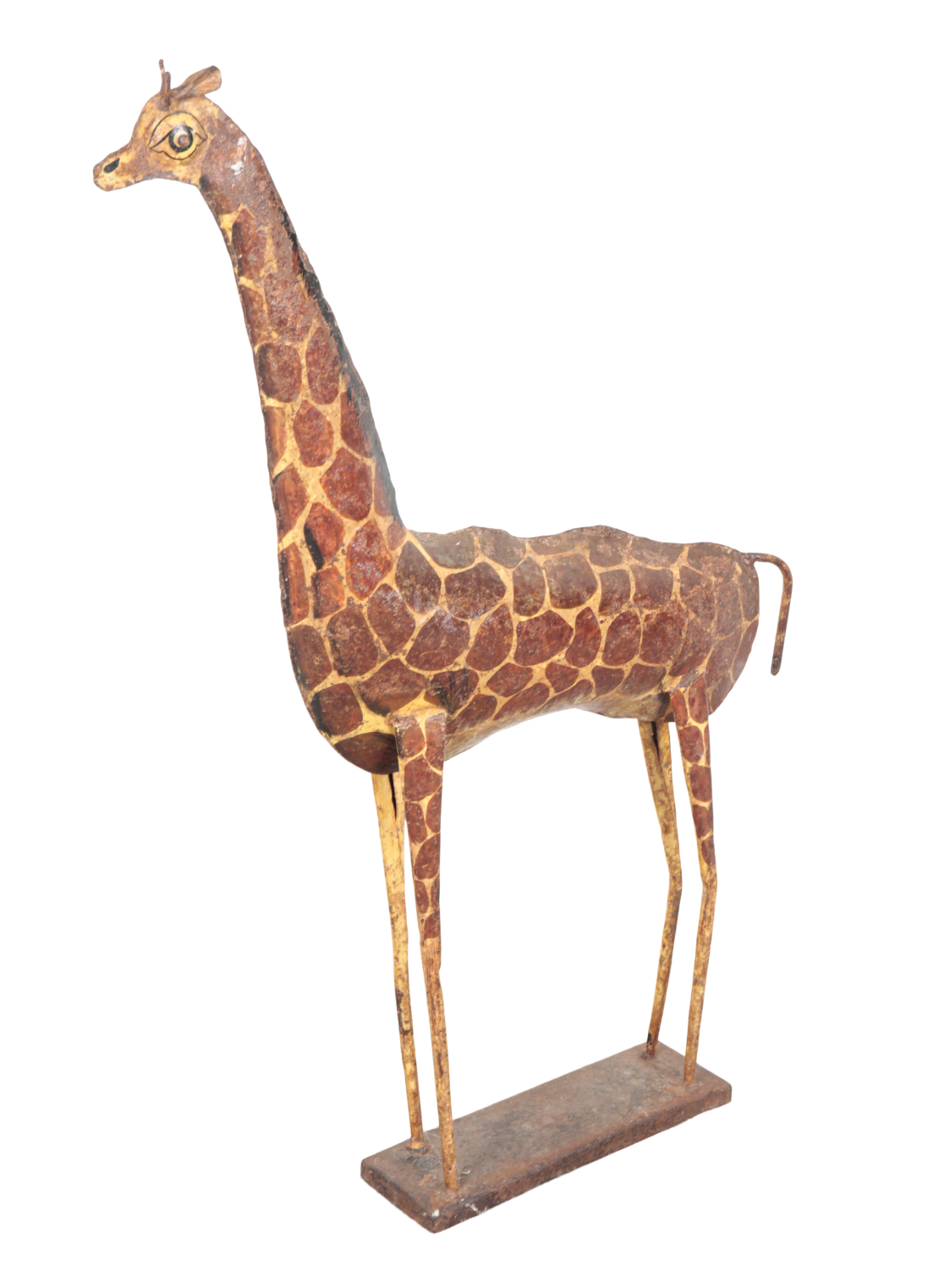 A PAINTED METAL GIRAFFE naturistically 310867