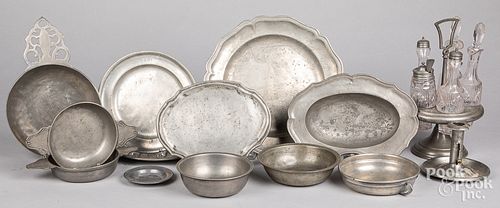 CONTINENTAL PEWTER DISHES AND A