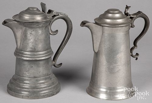TWO PEWTER FLAGONS 19TH C Two 31087d