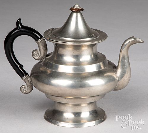 RARE MERIDEN, CONNECTICUT PEWTER TEAPOT