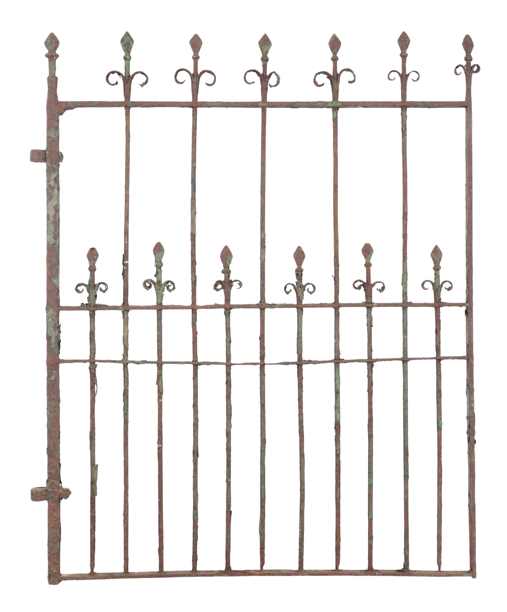 A GREEN-PAINTED WROUGHT IRON GATE 19th