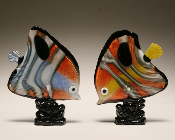 Pair Mario Badioli Murano art glass 4e746