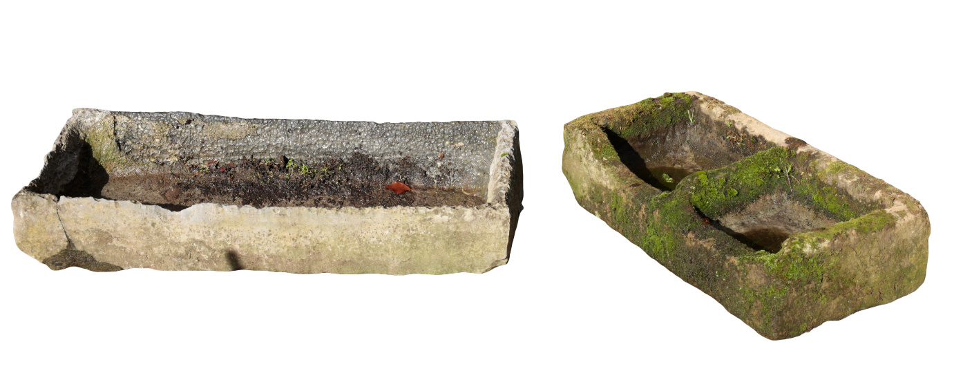 TWO STONE TROUGHS including a partitioned 3108d0