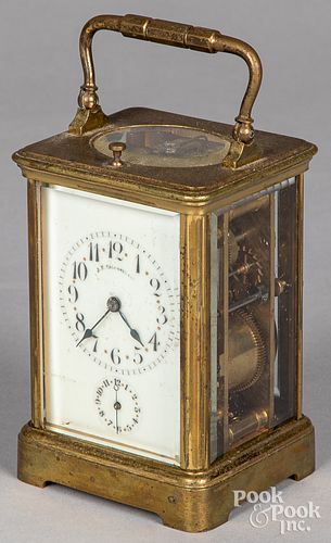 FRENCH BRASS CARRIAGE CLOCKFrench brass