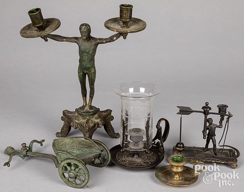 GROUP OF GRAND TOUR BRONZE CANDLE