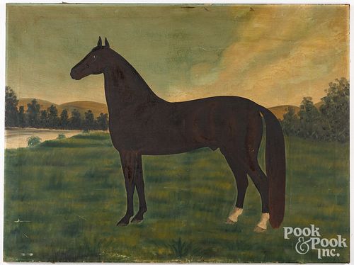 LARGE OIL ON CANVAS HORSE PORTRAIT  31098a