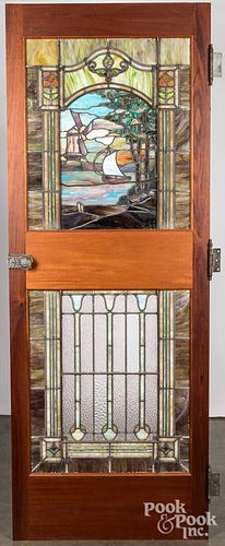 DOUBLE STAINED GLASS PANELED DOORDouble