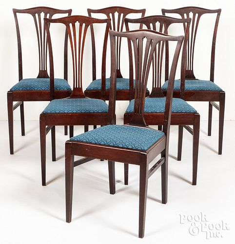 SET OF SIX MAHOGANY DINING CHAIRS, 20TH