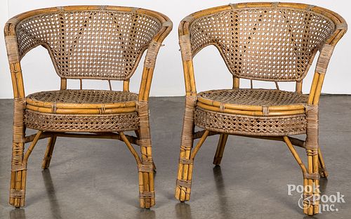 PAIR OF BAMBOO AND RATTAN CHAIRS  3109e0