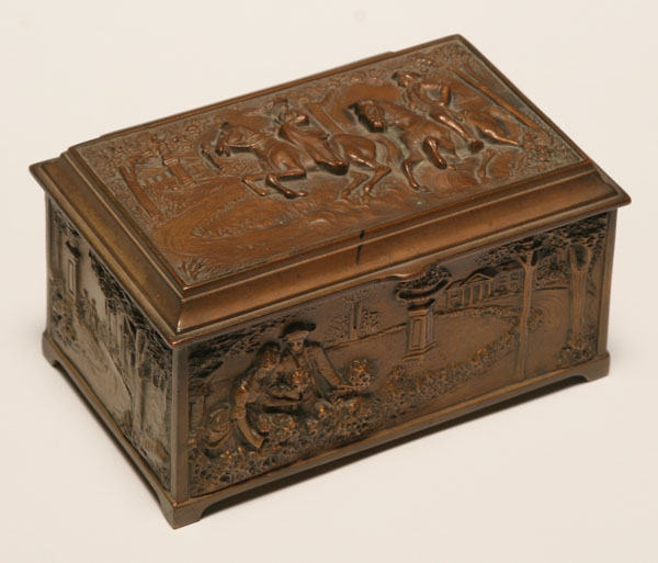 Embossed metal box casket with 4e769