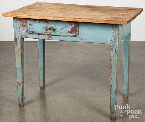 BLUE PAINTED WORK TABLE 19TH C Blue 310a47