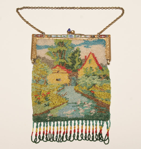Antique scenic beaded bag country 4e76f