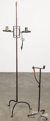 TWO WROUGHT IRON CANDLESTANDSTwo